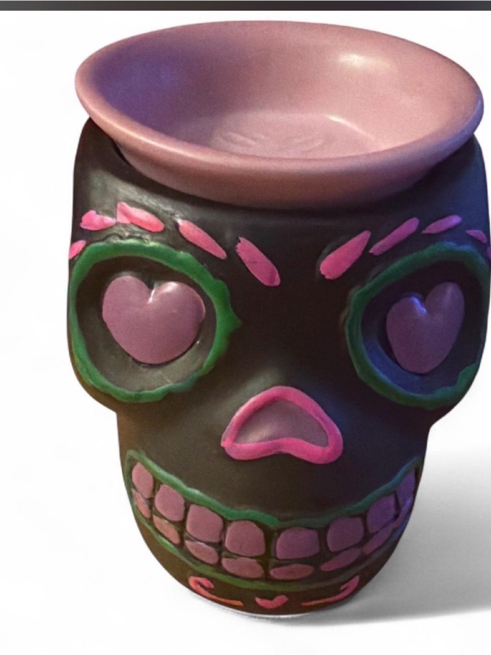 Pink Zebra Pink and Green Skull Wax Melt Warmer